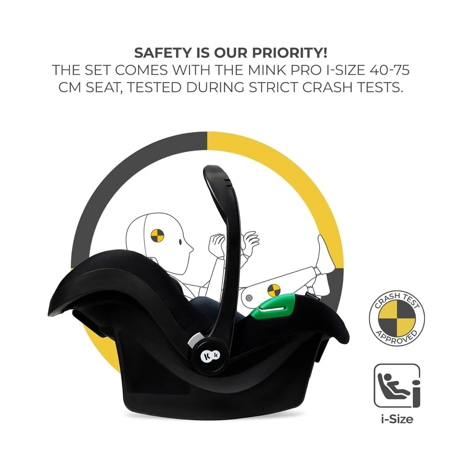Kinderkraft Esme 3-in-1 Travel System with Mink Pro Car Seat - Pure Black - Image 16