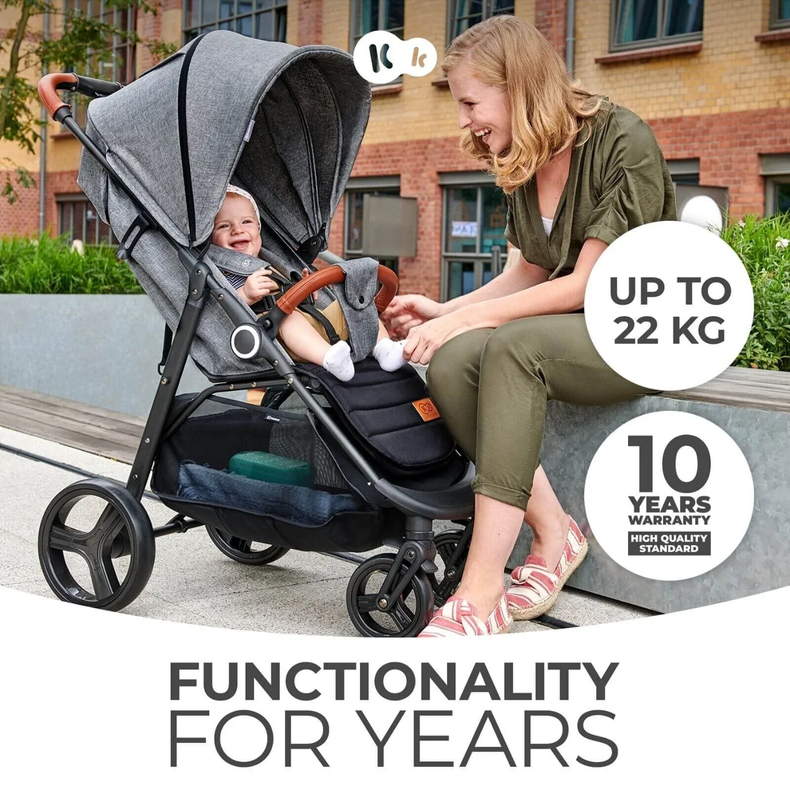 Kinderkraft Grande Plus Baby Stroller - Grey - Image 4
