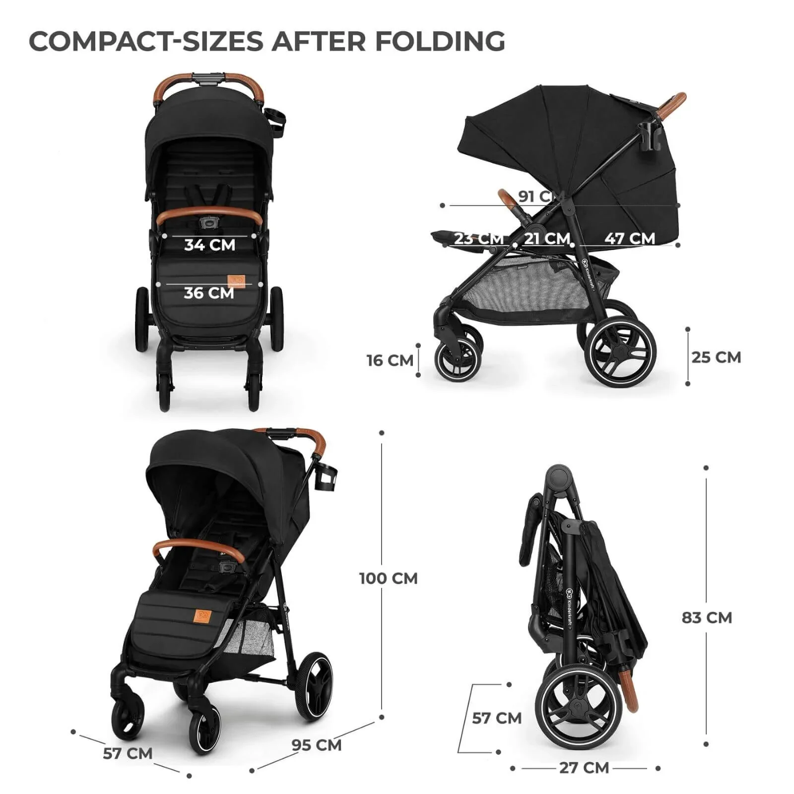 Kinderkraft Grande Plus Baby Stroller - Black - Image 10
