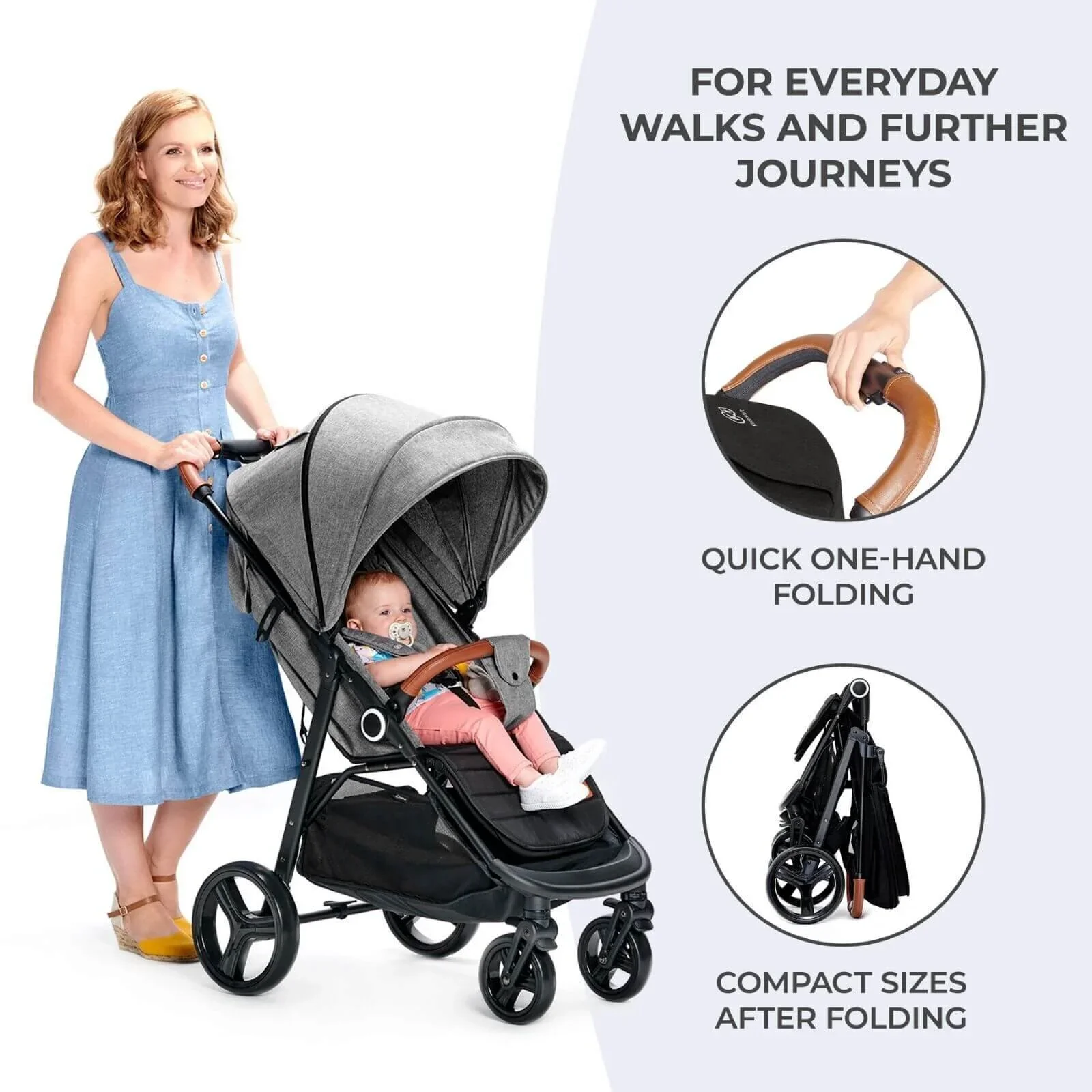 Kinderkraft Grande Plus Baby Stroller - Black - Image 6