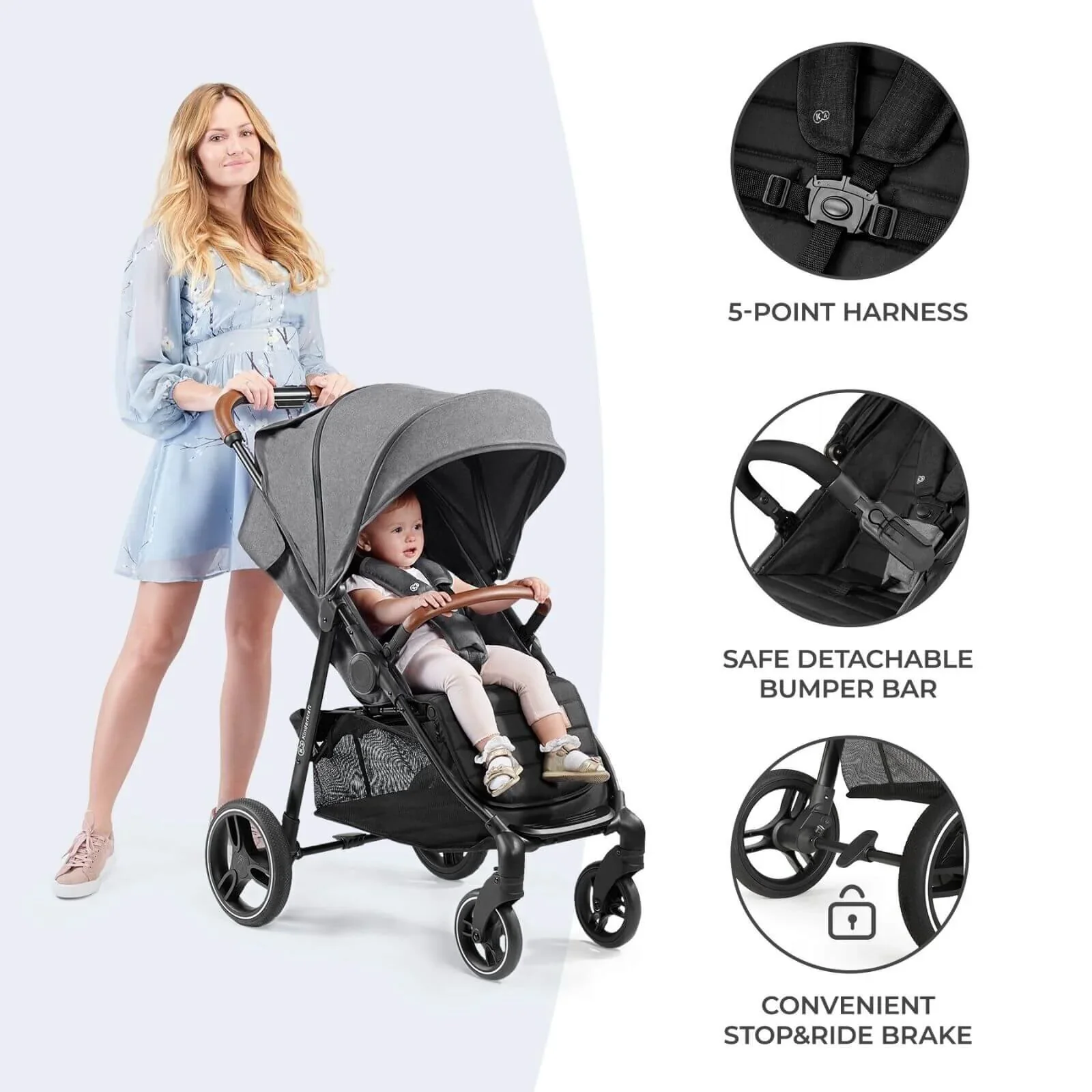 Kinderkraft Grande Plus Baby Stroller - Black - Image 9