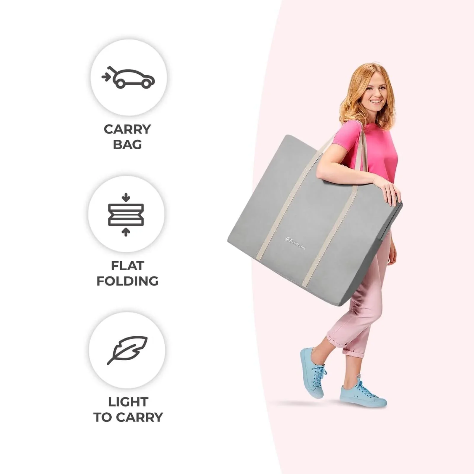 Kinderkraft Lovi 3-in-1 Baby Crib - Grey - Image 6