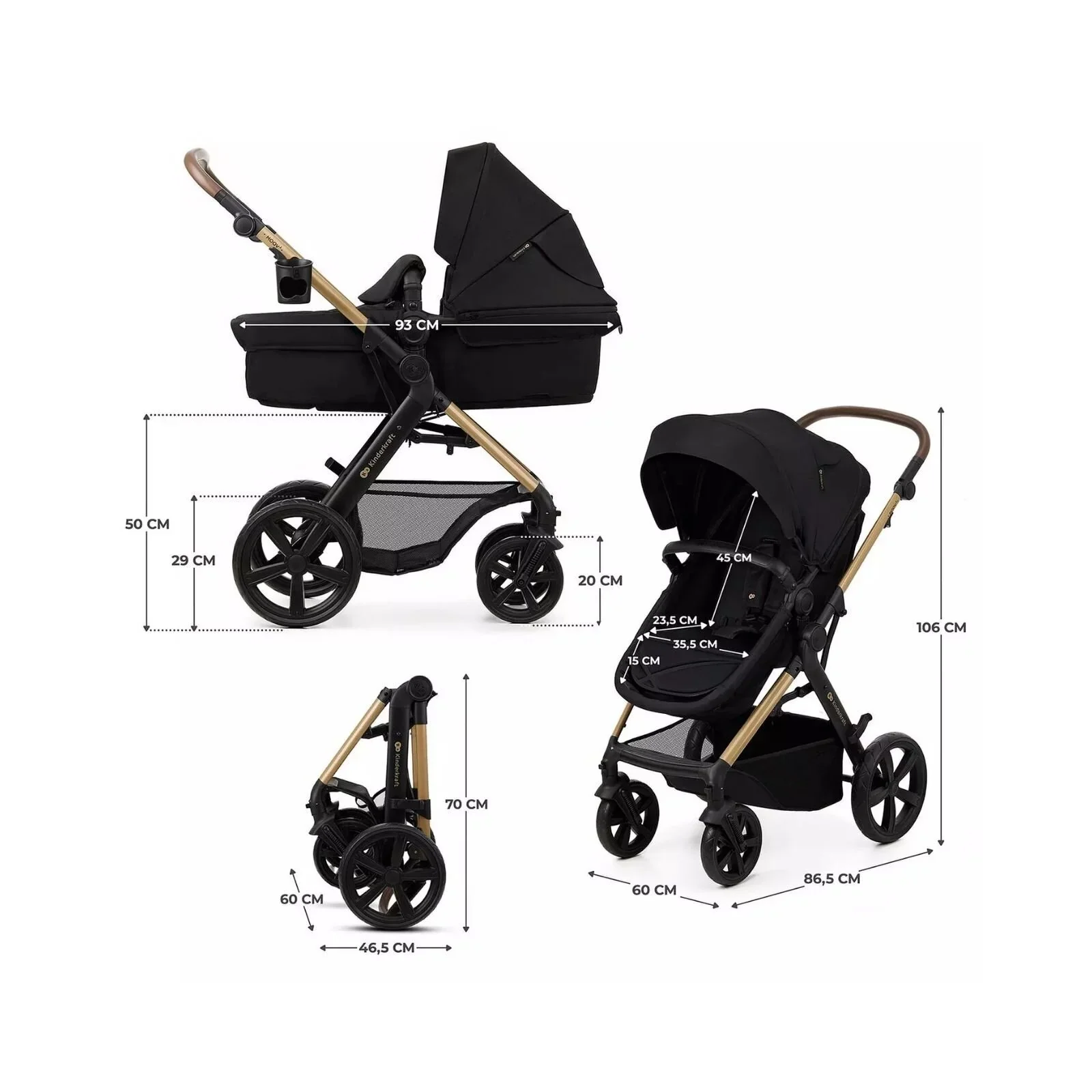 Kinderkraft Moov 2 3-in-1 Travel System - Black - Image 6