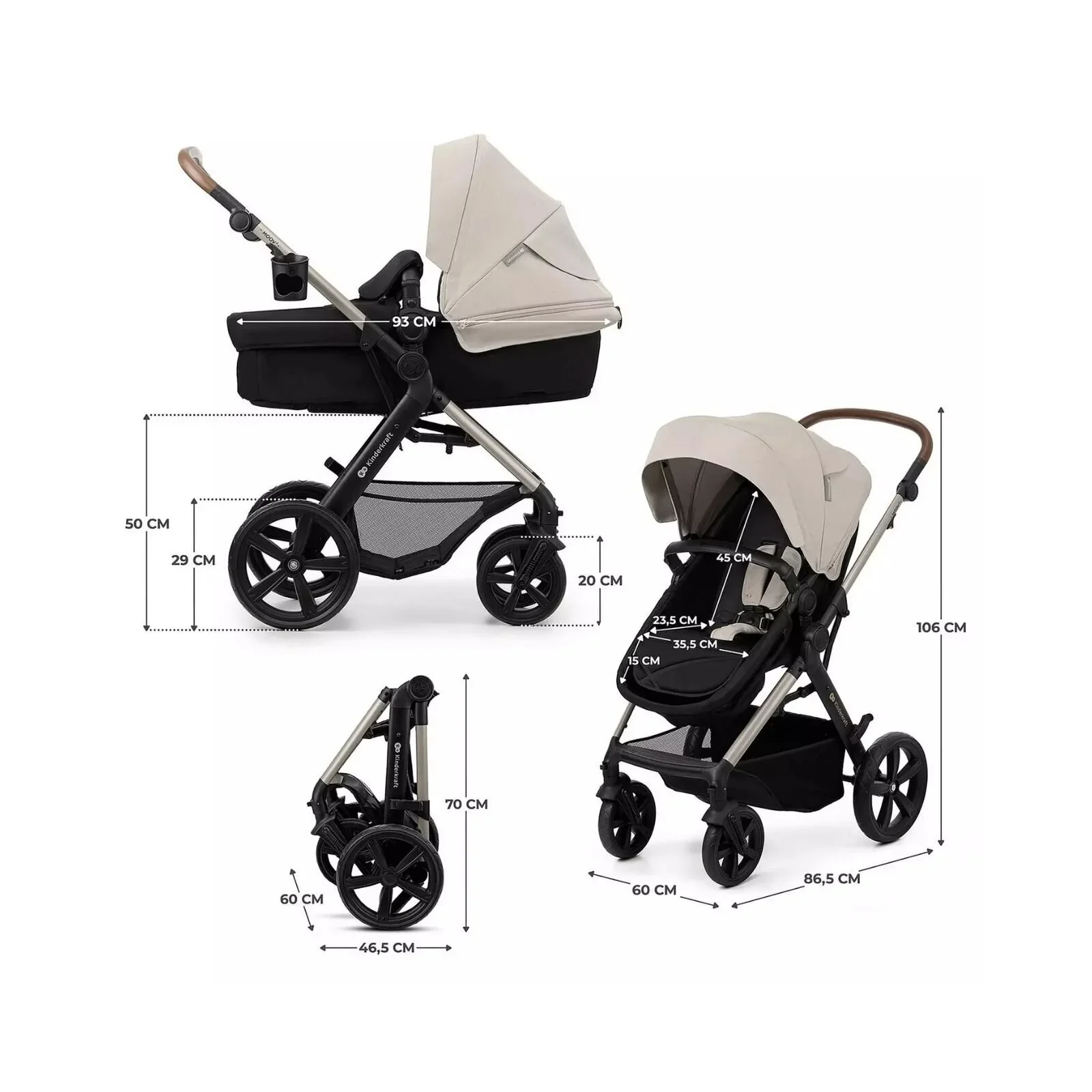 Kinderkraft Moov 2 3-in-1 Travel System - Grey - Image 15