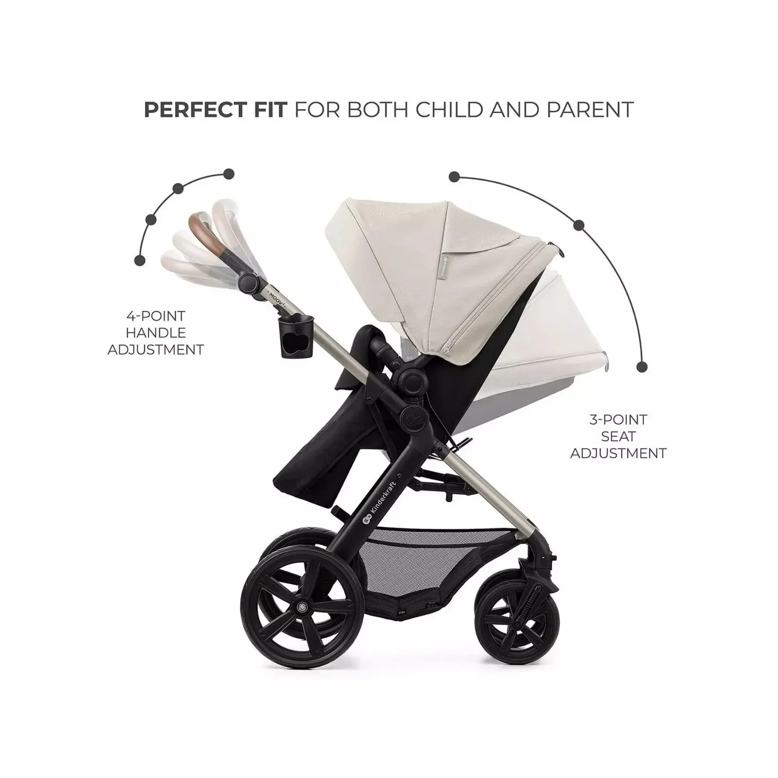 Kinderkraft Moov 2 3-in-1 Travel System - Grey - Image 4