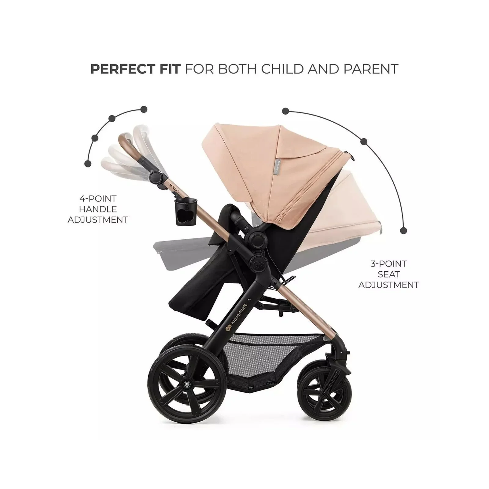 Kinderkraft Moov 2 3-in-1 Travel System - Beige - Image 5