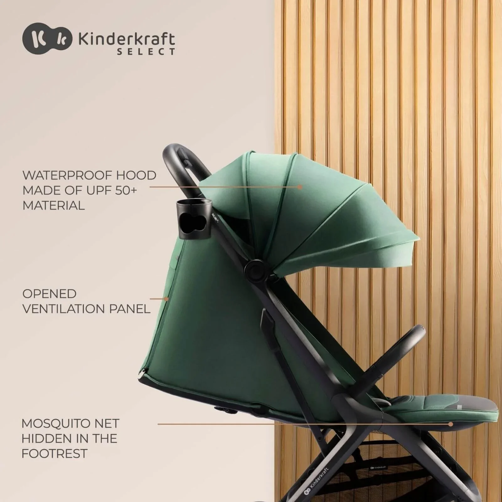 Kinderkraft Nubi 2 Auto-Folding Pushchair - Mystic Green - Image 10