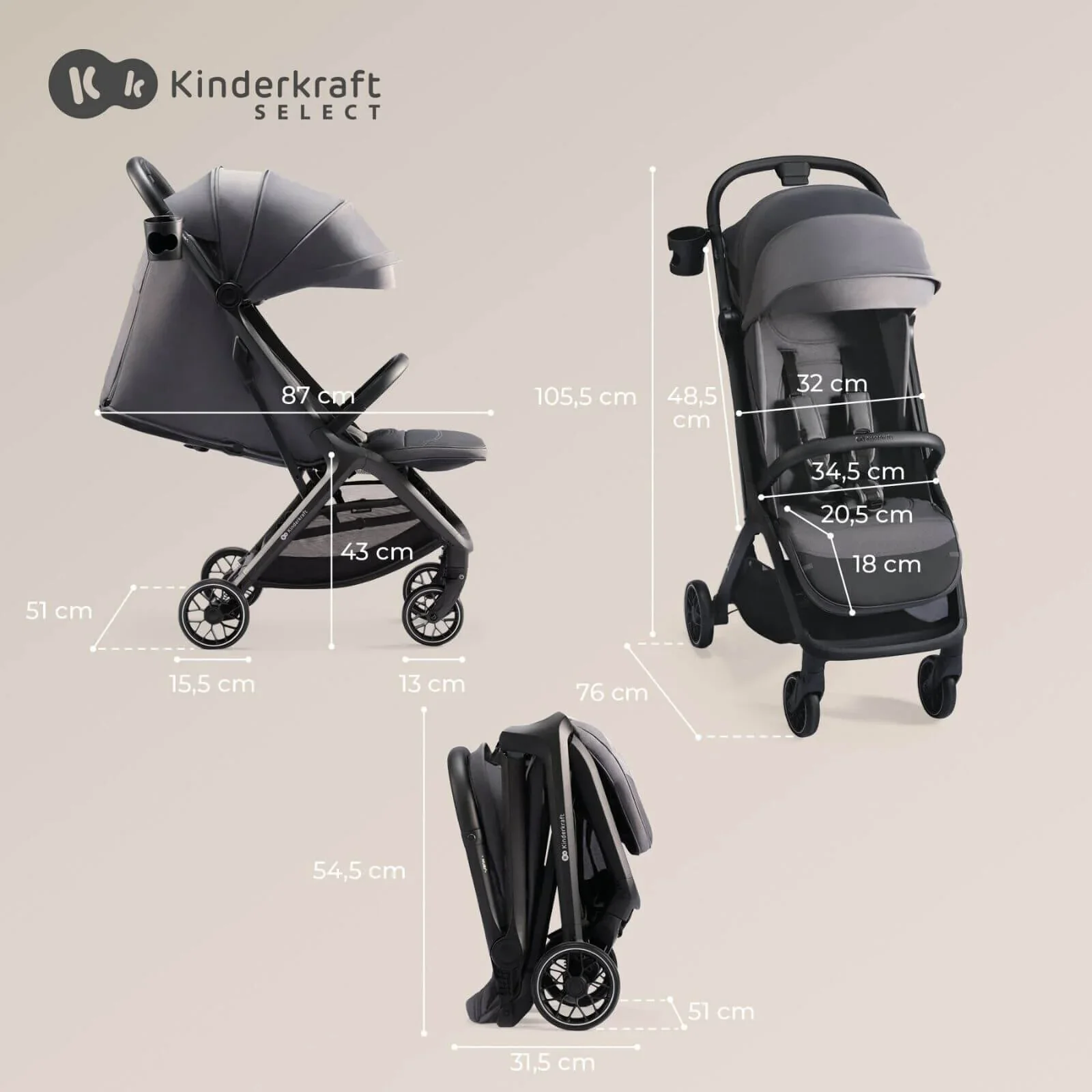 Kinderkraft Nubi 2 Auto-Folding Pushchair - Mystic Green - Image 5