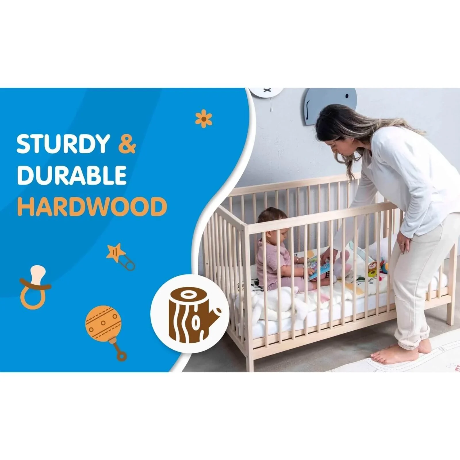 Kukka Natural Wood 2-Level Cot 70x140 - Image 10