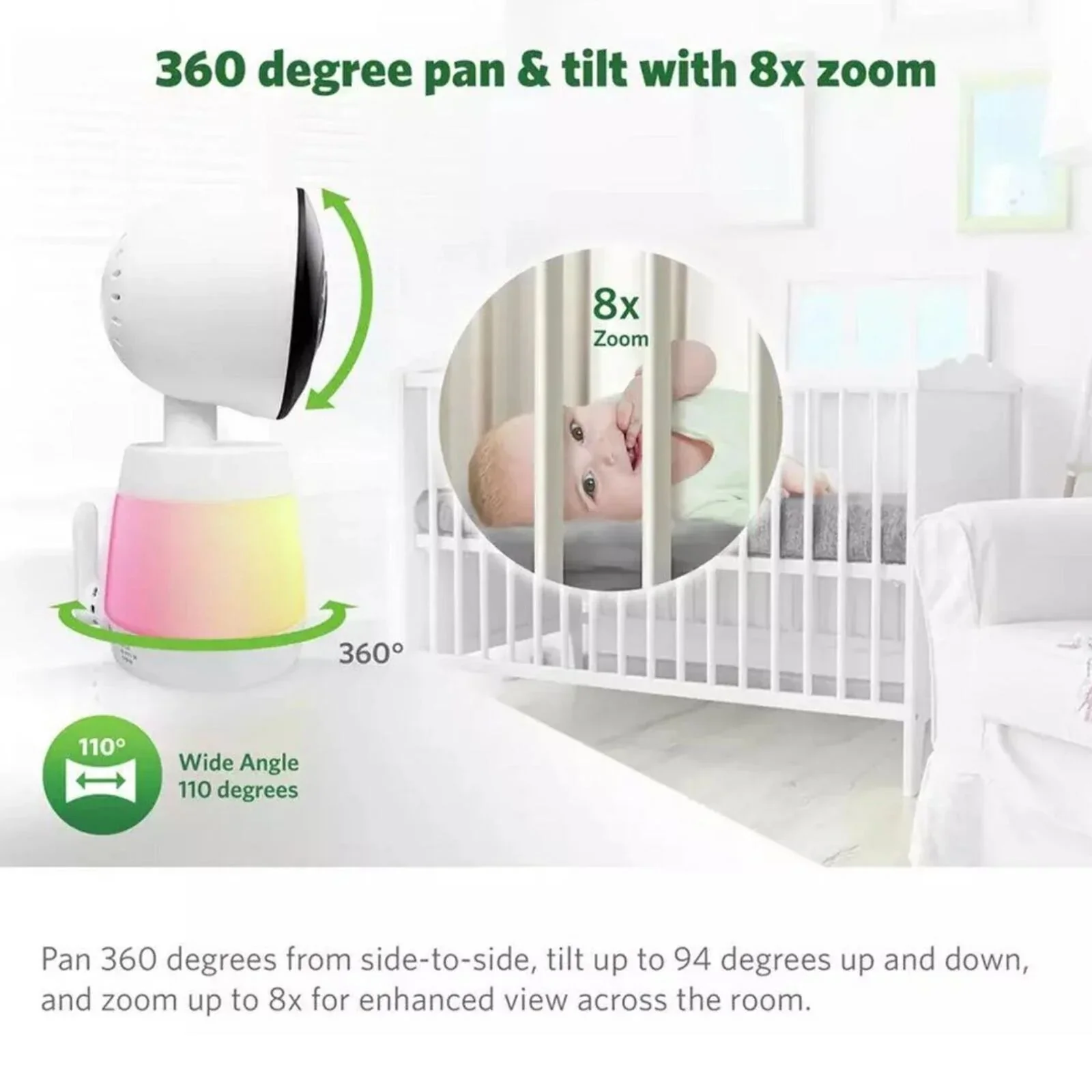 LeapFrog LF2936FHD Touch Screen Wi-Fi Smart Baby Monitor 5.5" 1080p Full HD Colour Display - Image 10