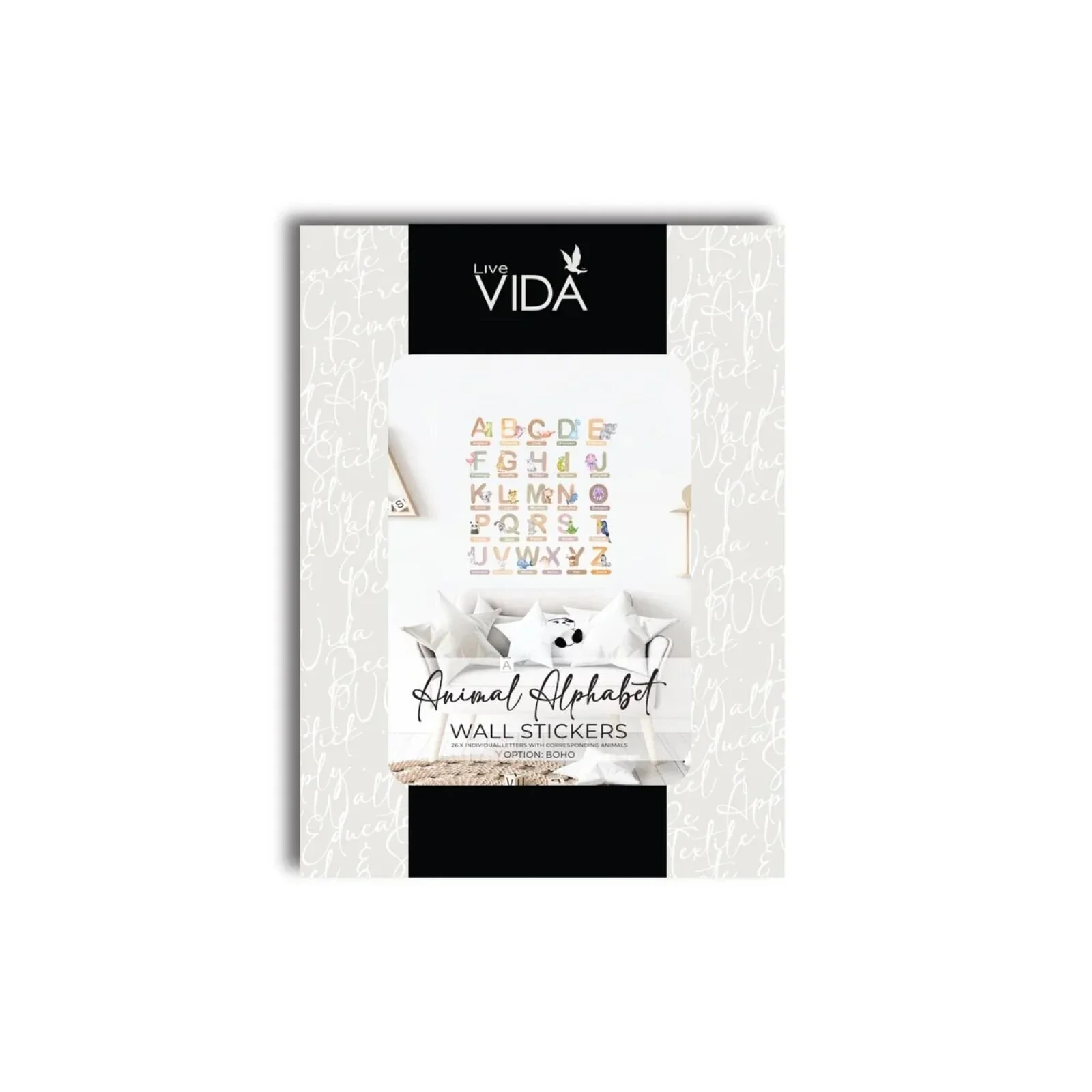 Live Vida Alphabet Wall Stickers with Animal Figures 26 pcs - Image 2