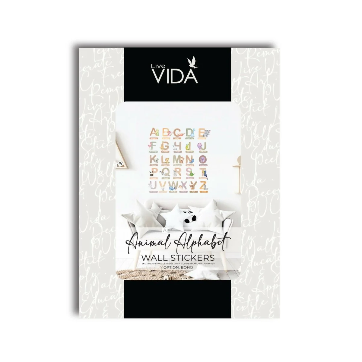Live Vida Alphabet Wall Stickers with Animal Figures 26 pcs - Image 5