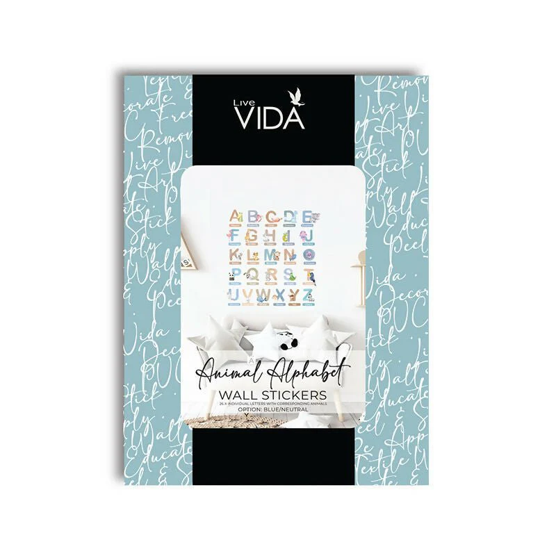 Live Vida Alphabet Wall Stickers with Animal Figures 26 pcs - Blue - Image 5