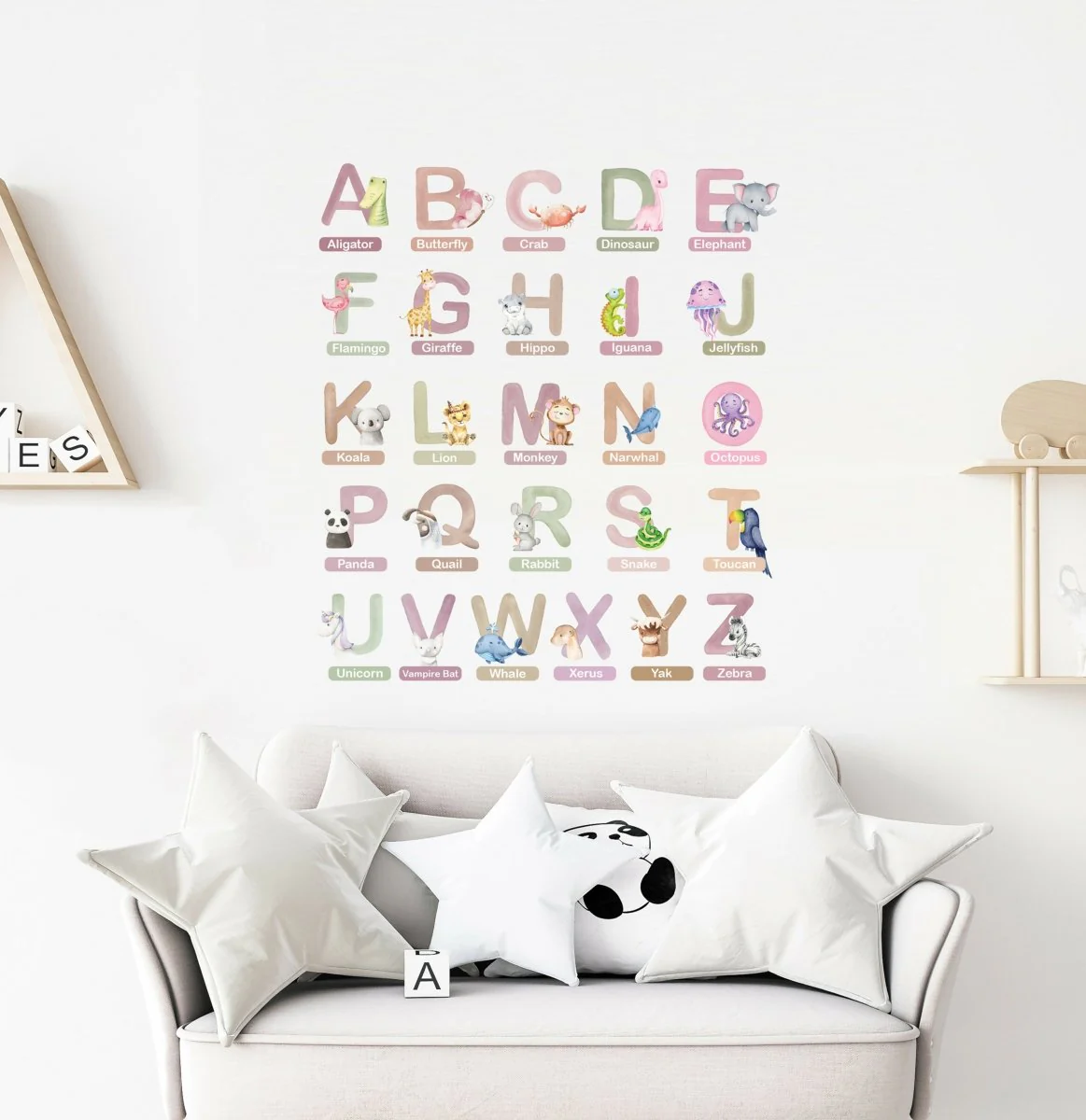 Live Vida Alphabet Wall Stickers with Animal Figures 26 pcs - Pink - Image 4