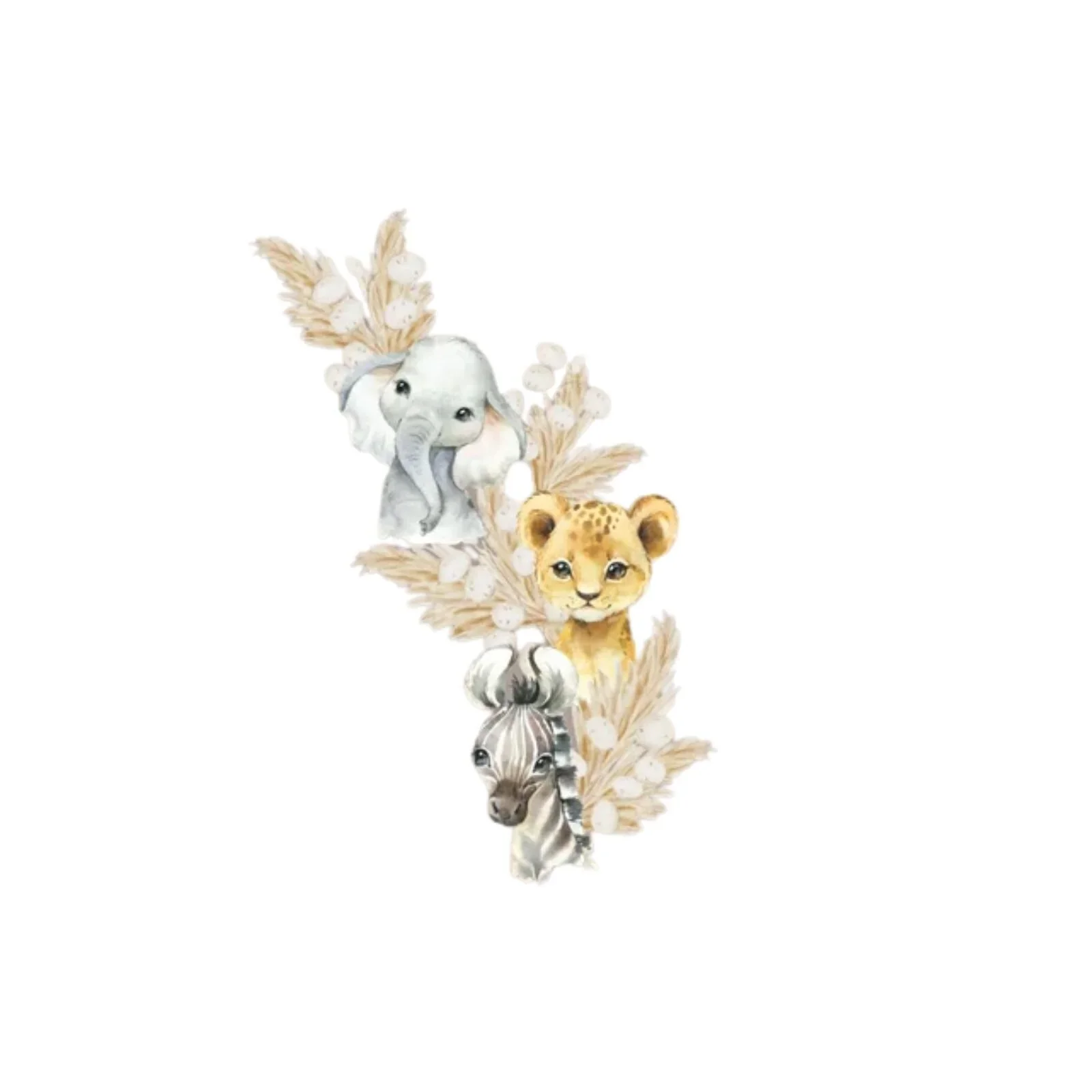 Live Vida Baby Safari Wall Sticker Elephant & Lion & Zebra 3 pcs - Image 2
