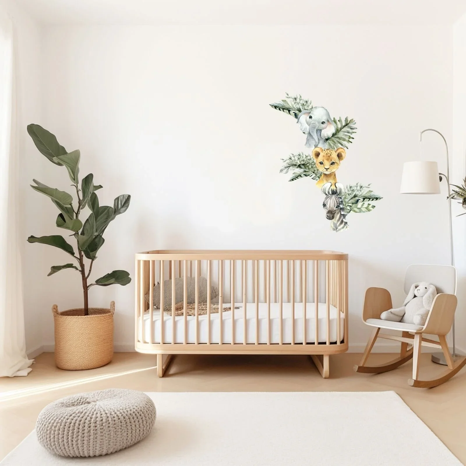 Live Vida Baby Safari Wall Sticker Leafy Elephant & Lion & Zebra 3 pcs - Image 2