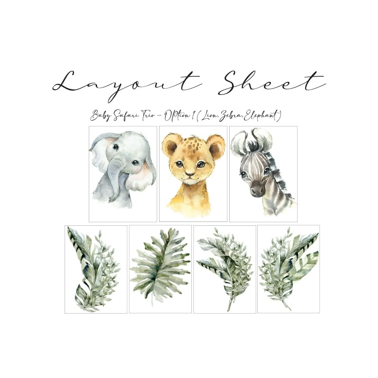 Live Vida Baby Safari Wall Sticker Leafy Elephant & Lion & Zebra 3 pcs - Image 3