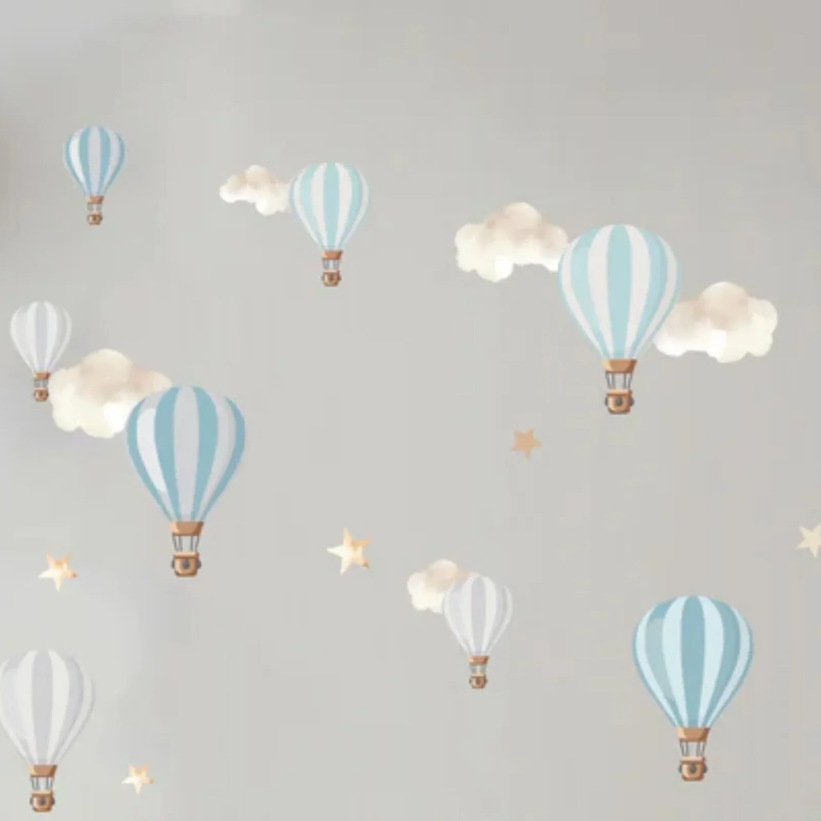 Live Vida Hot Air Balloons Wall Stickers A4 - Blue & Grey - Image 2