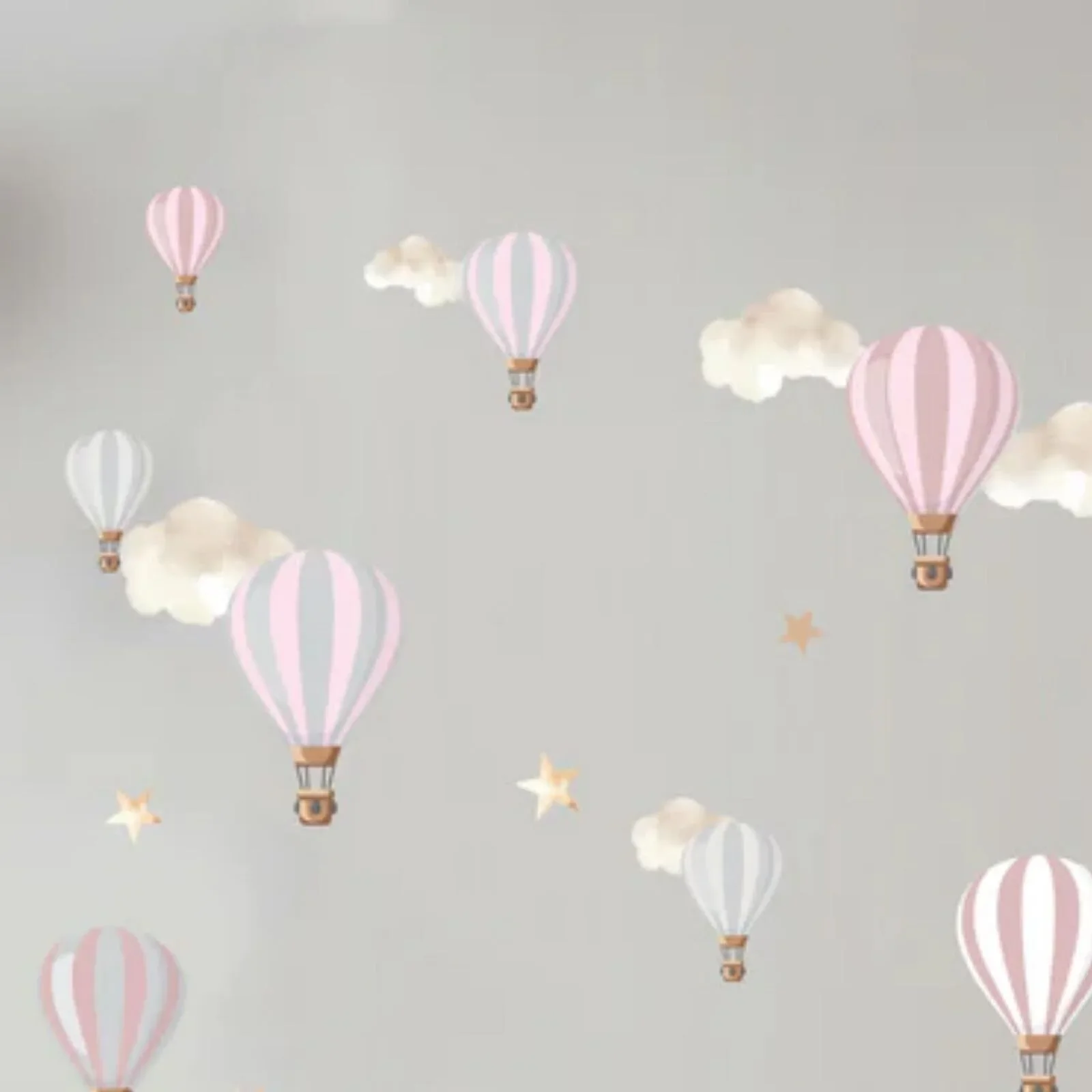 Live Vida Hot Air Balloons Wall Stickers A5 - Pink & Grey - Image 2