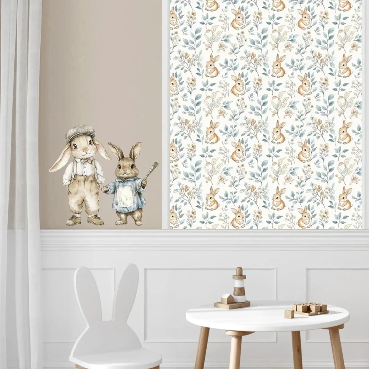 Live Vida Rabbits Mid Length Wall Drop - Blue - Image 3