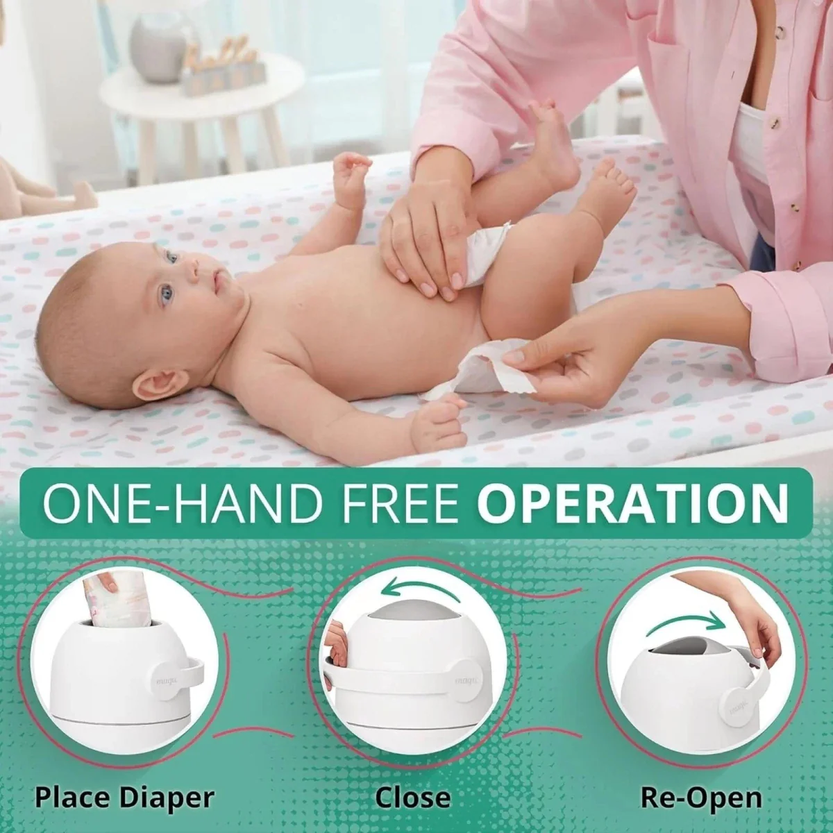 Magic Majestic Nappy Bin - Beige - Image 7