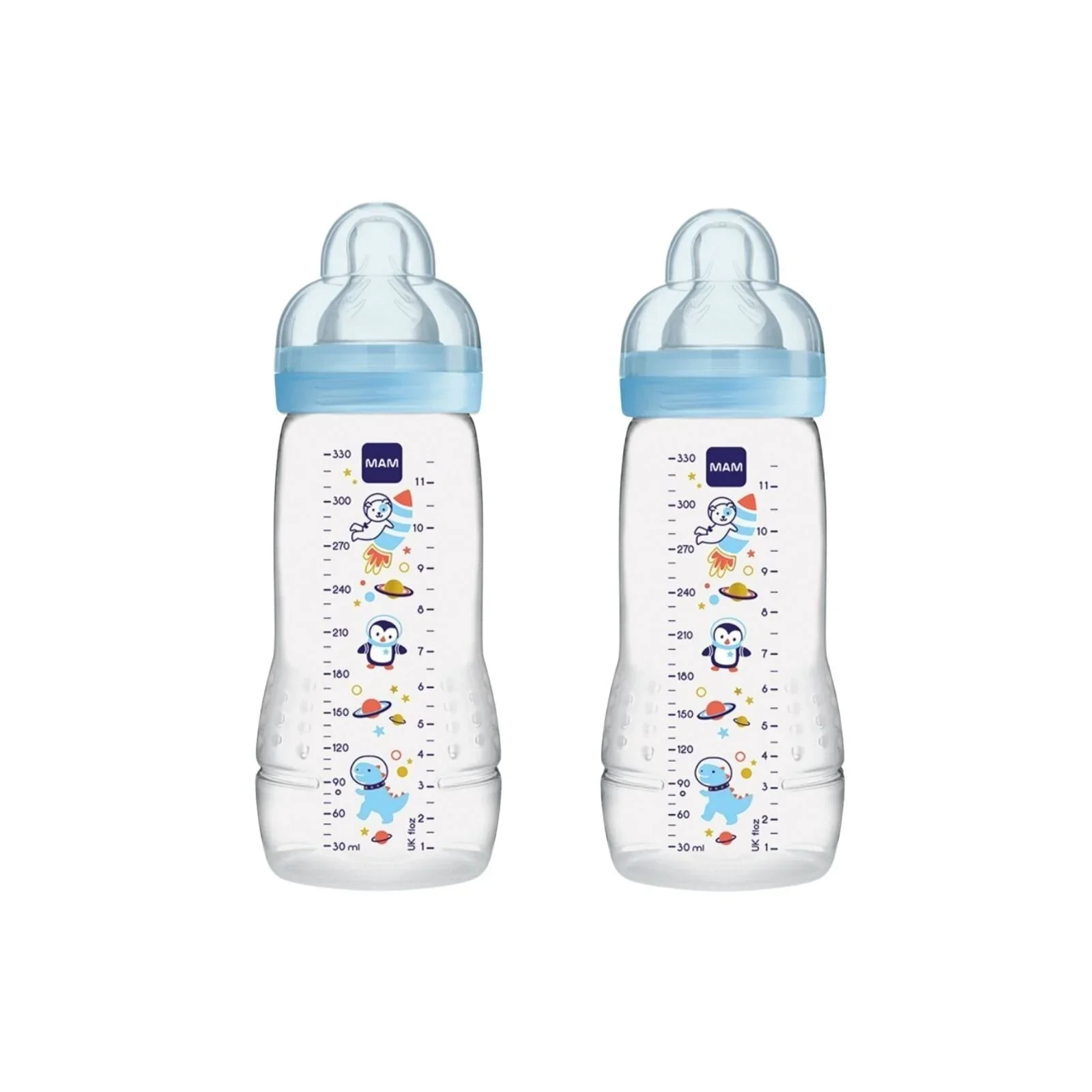 MAM Easy Active Bottle 330ml Pack of 2 - Blue Assorted - Image 2