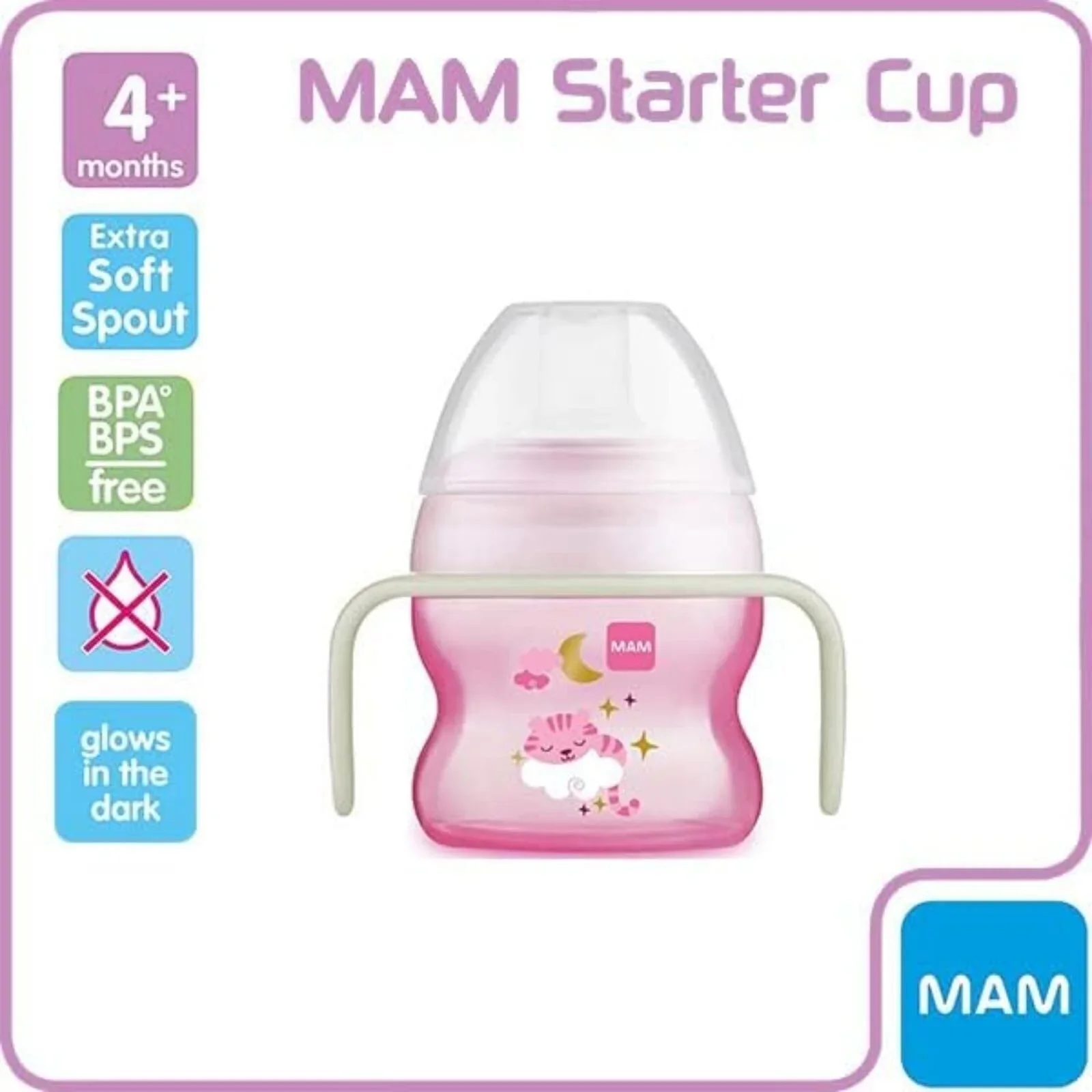MAM Starter Cup & Glow with Handles 150 ml - Pink - Image 3