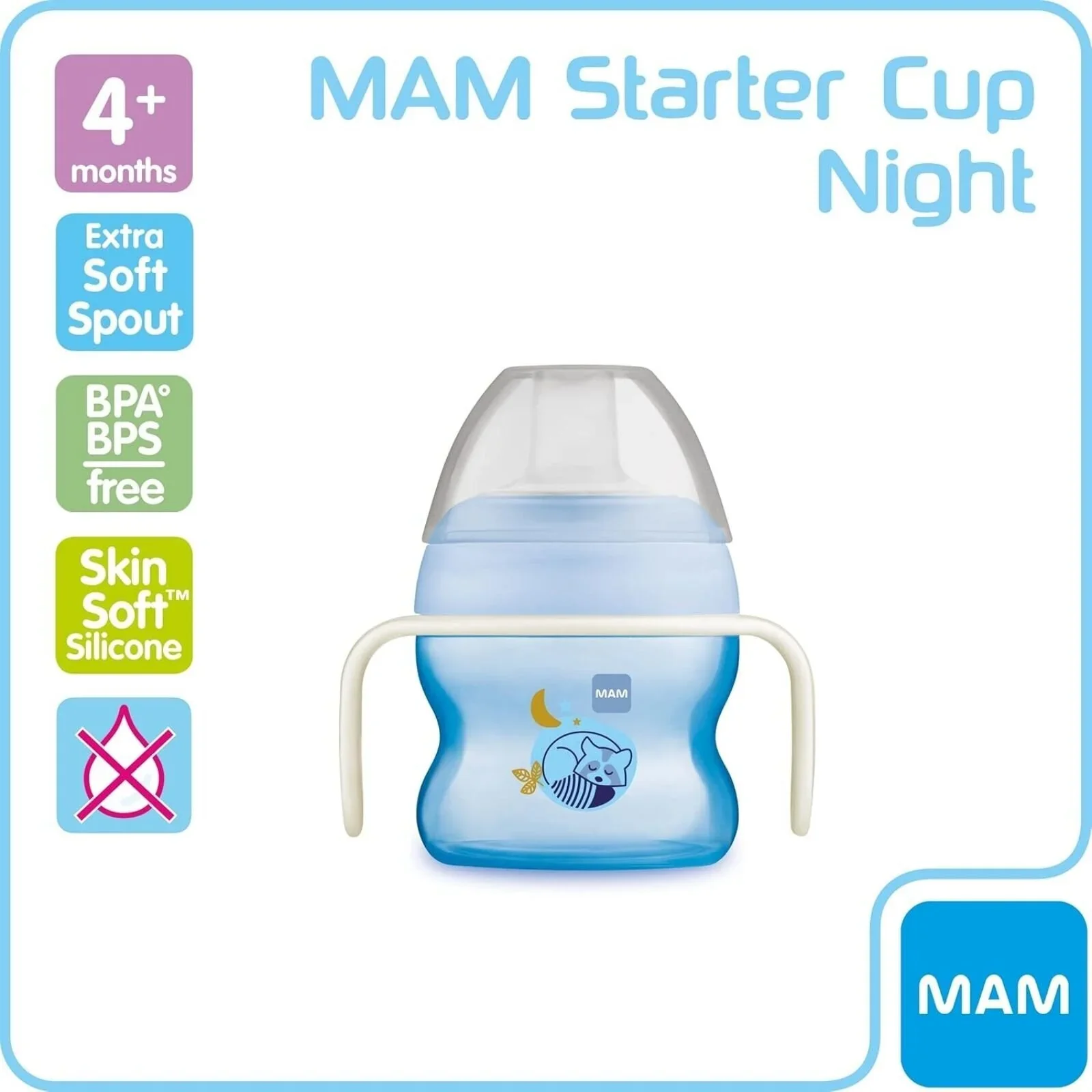 MAM Starter Cup & Glow with Handles 150ml - Blue - Image 3