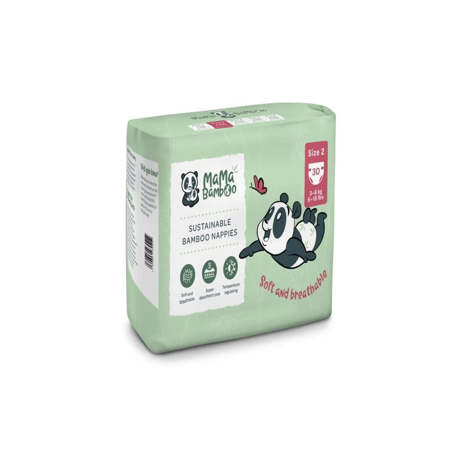 Mama Bamboo Sustainable Bamboo Size 2 - 30 nappies - Image 2