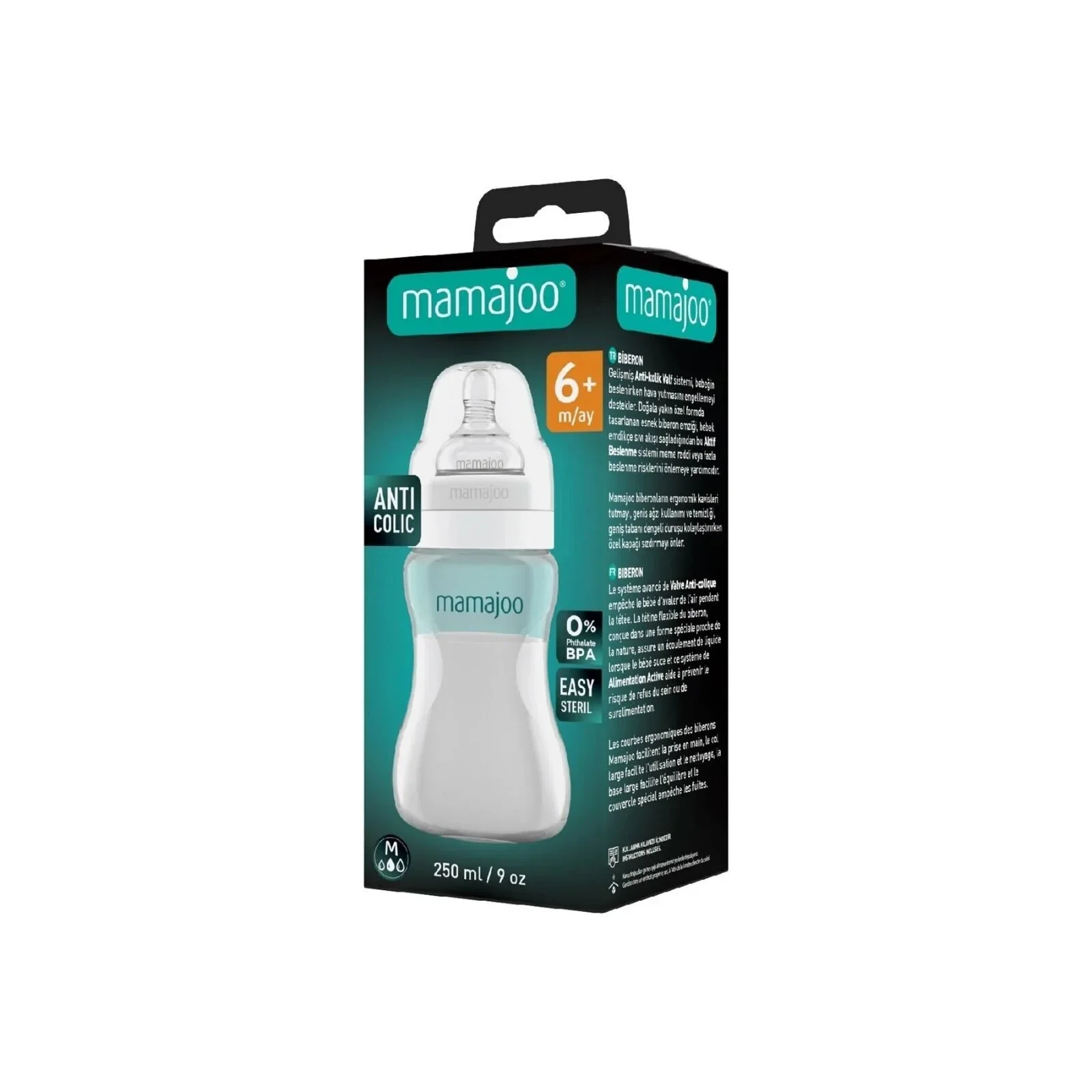 Mamajoo Anti-Colic PP Baby Bottle Medium Flow 6+ months 250ml - Silver - Image 6