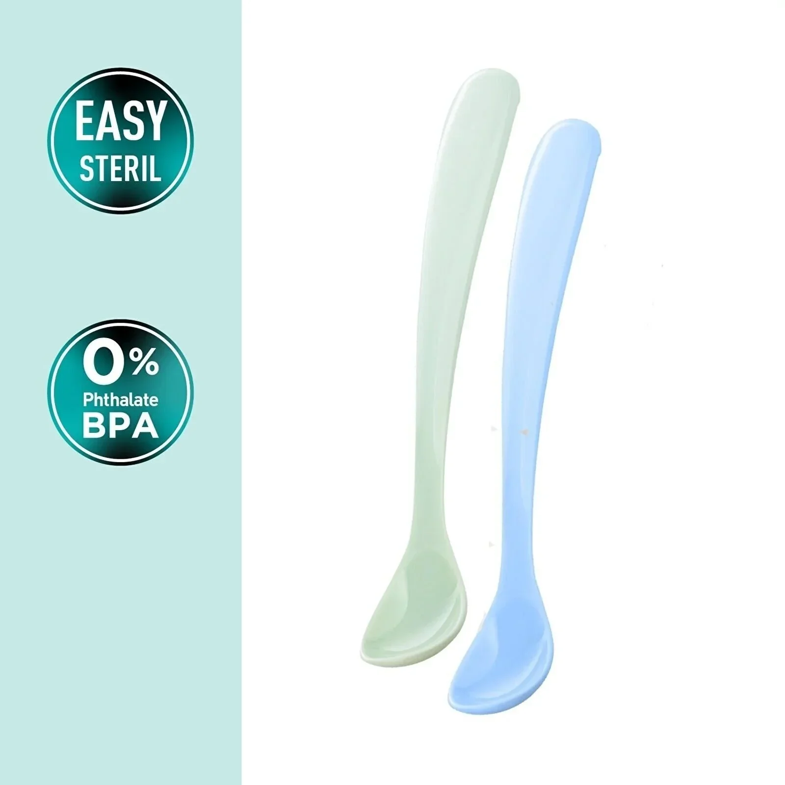 Mamajoo Silicone Spoons with Case Pack of 2 - Green & Blue - Image 2