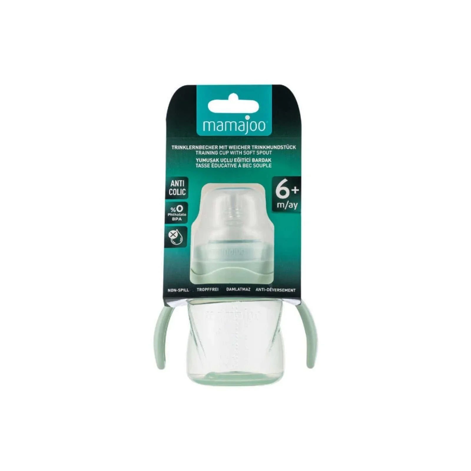 Mamajoo Training Cup with Handles 6+ months 160ml - Powder Green - Image 6