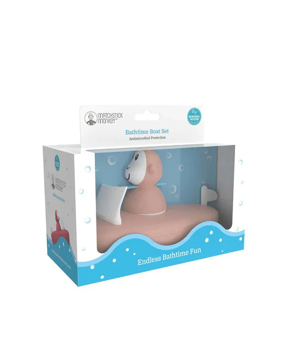 Matchstick Monkey Bathtime Boat Set - Dusty Pink - Image 4