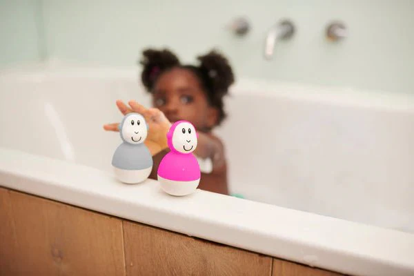 Matchstick Monkey Bathtime Wobblers - Pink & Cool Grey - Image 4