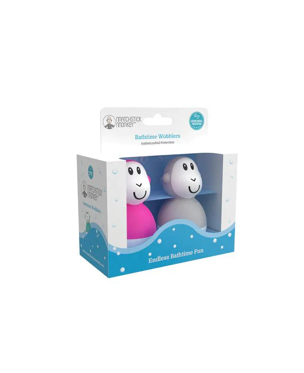 Matchstick Monkey Bathtime Wobblers - Pink & Cool Grey - Image 5