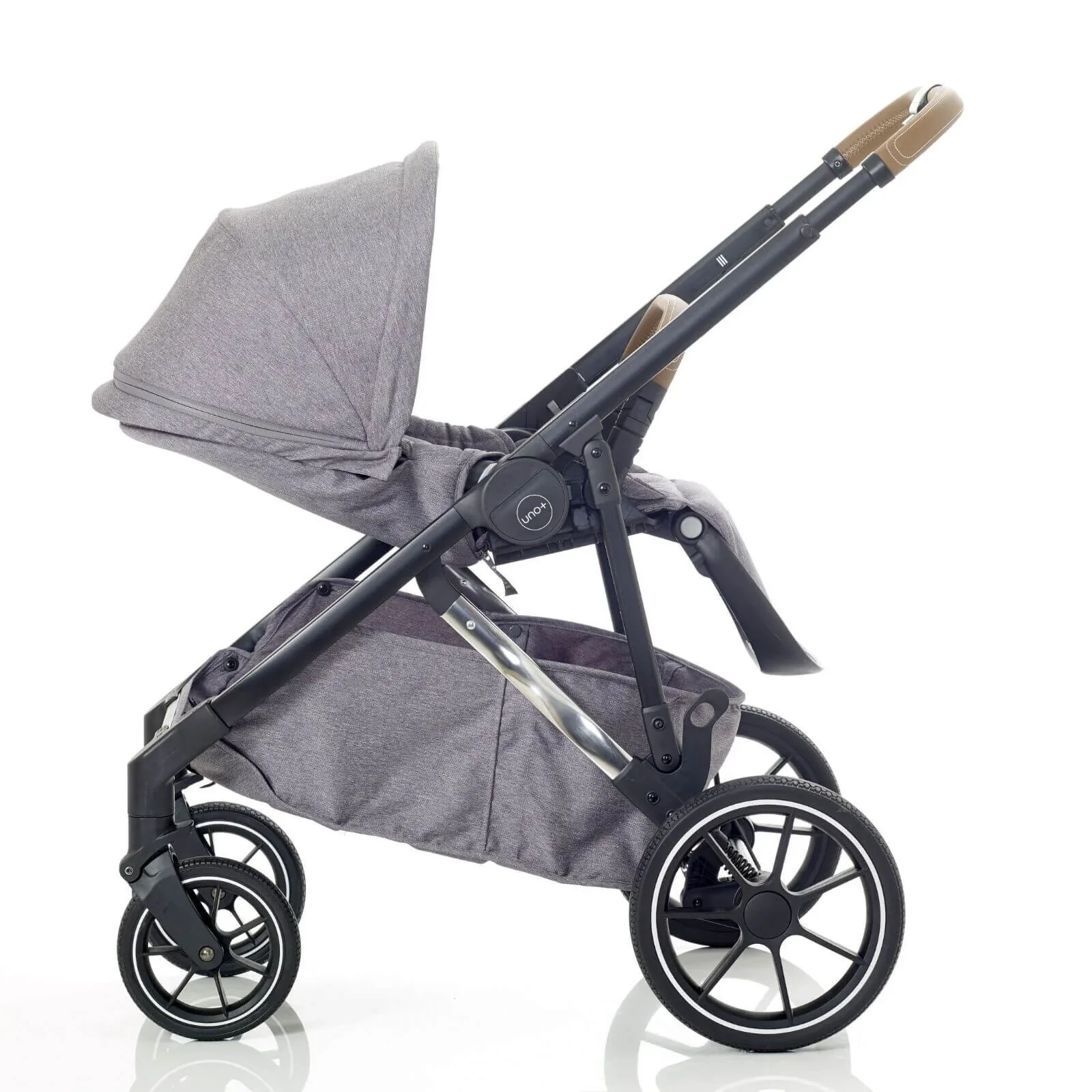 Mee-Go Uno Plus 2-in-1 Pushchair & Pram - Grey/Chrome - Image 6