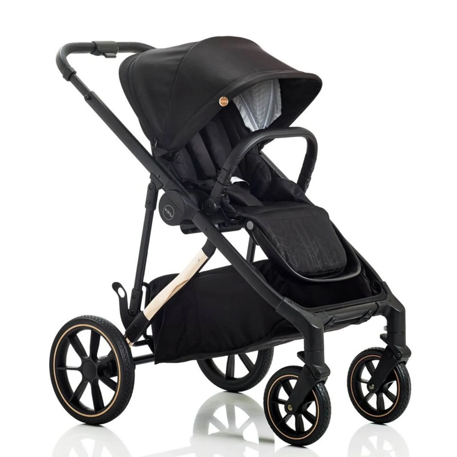 Mee-Go Uno Plus 2-in-1 Pushchair & Pram - Black/Rose - Image 2