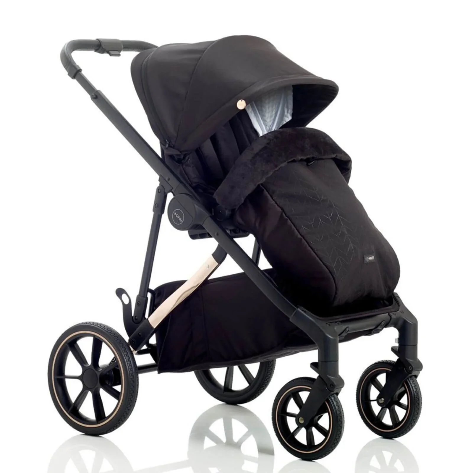 Mee-Go Uno Plus 2-in-1 Pushchair & Pram - Black/Rose - Image 3