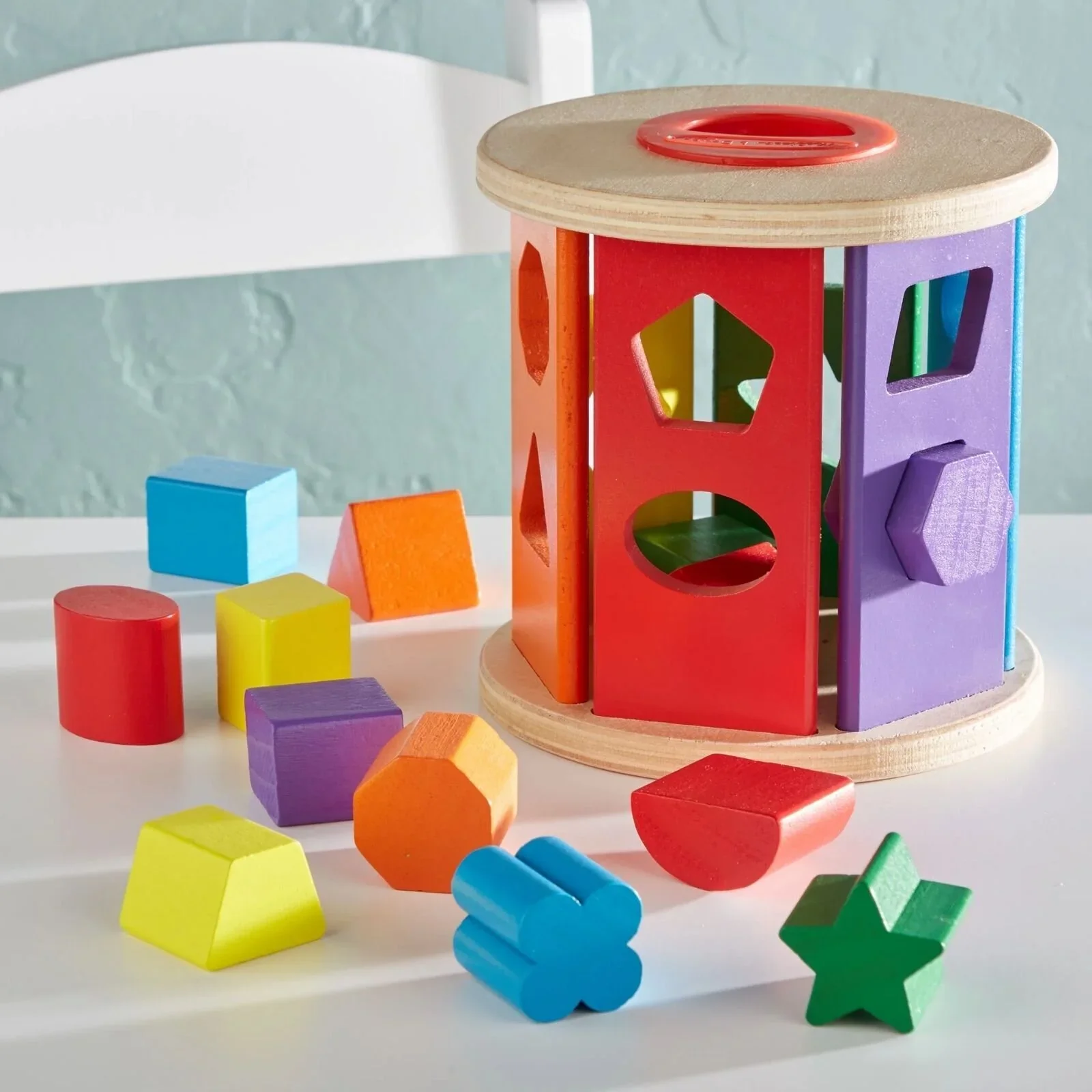 Melissa & Doug Match & Roll Wooden Shape Sorter - Image 7