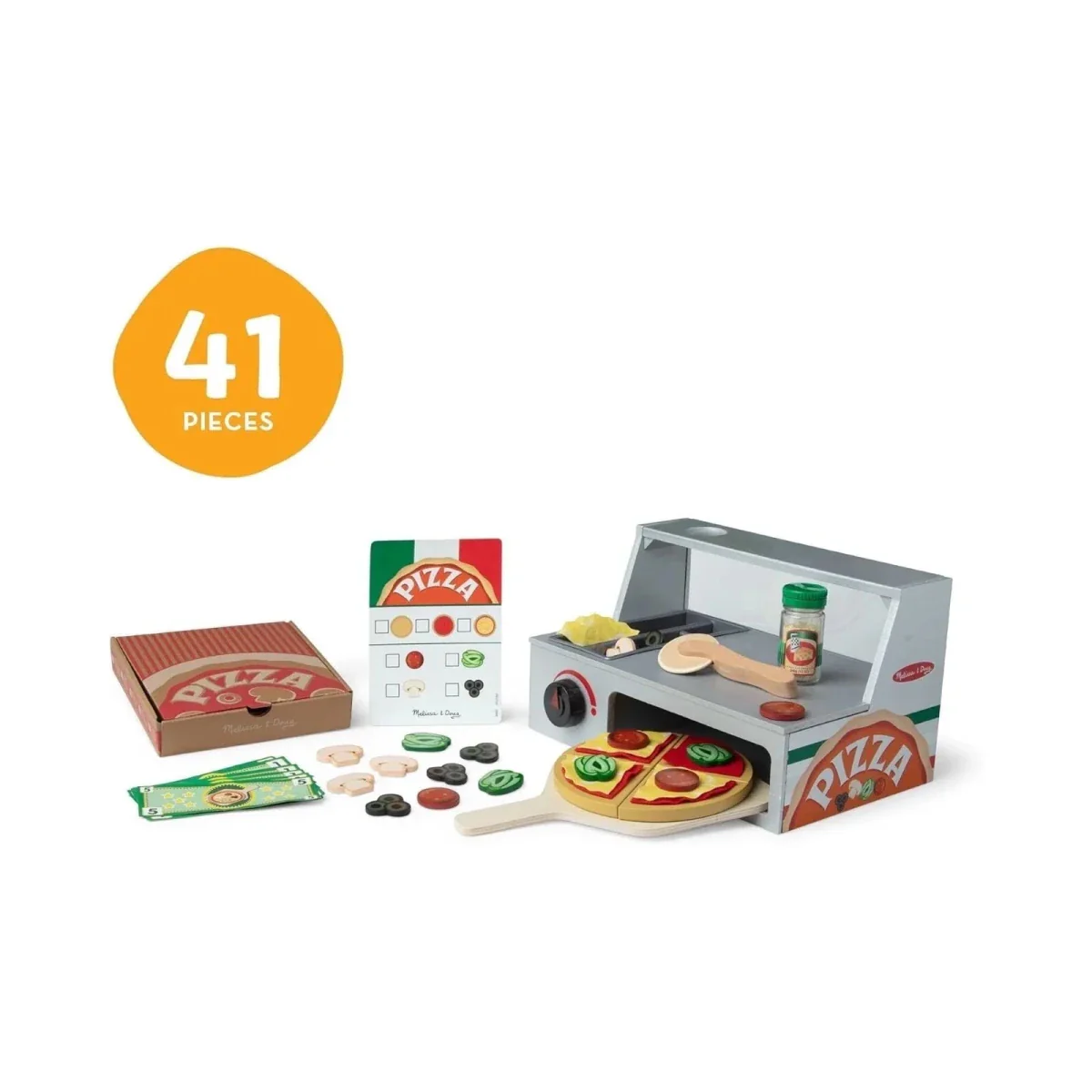 Melissa & Doug Wooden Pizza Counter Play Set - Image 2
