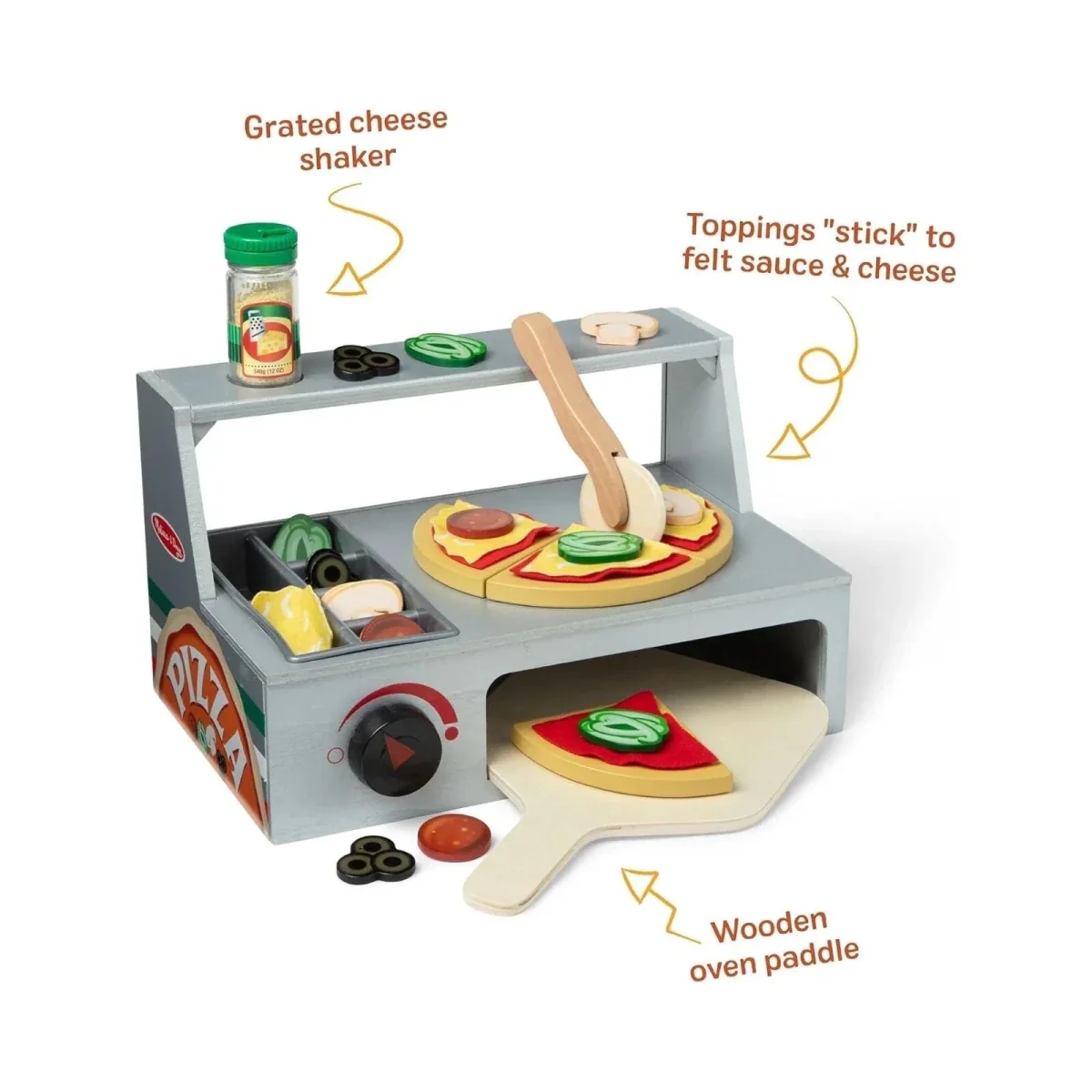 Melissa & Doug Wooden Pizza Counter Play Set - Image 3