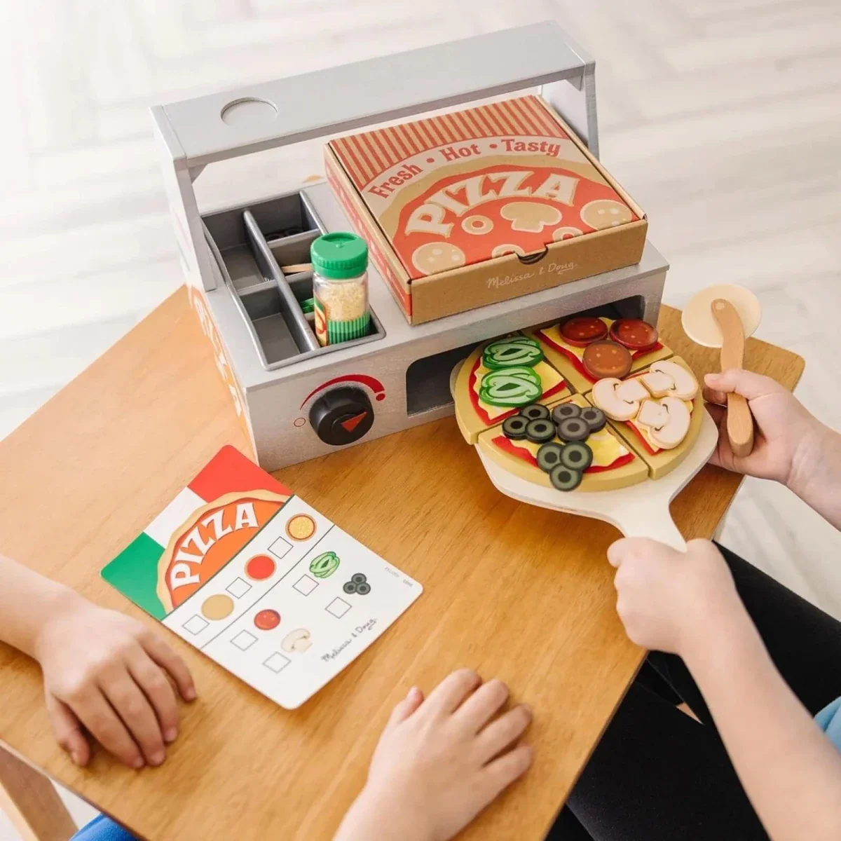 Melissa & Doug Wooden Pizza Counter Play Set - Image 7