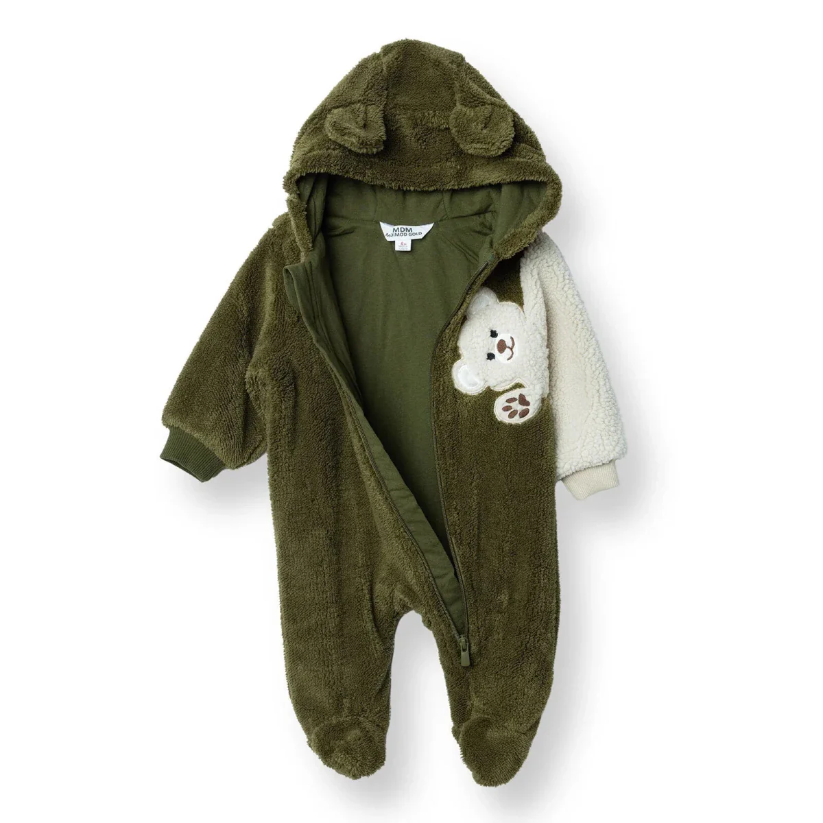 Midimod Newborn Welsoft Footed Jumpsuit - Dark Green - Image 3