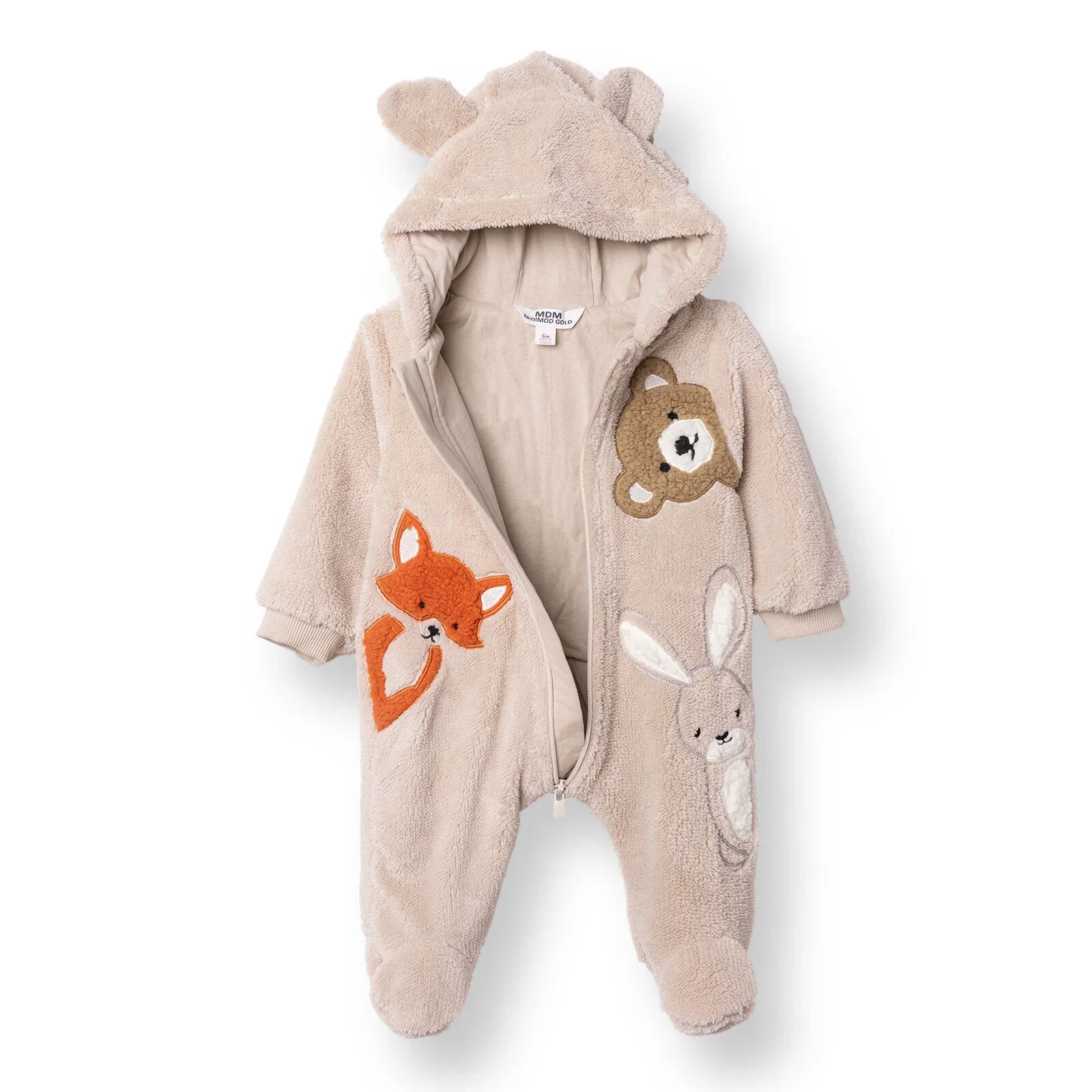 Midimod Newborn Welsoft Footed Jumpsuit - Ecru - Image 3