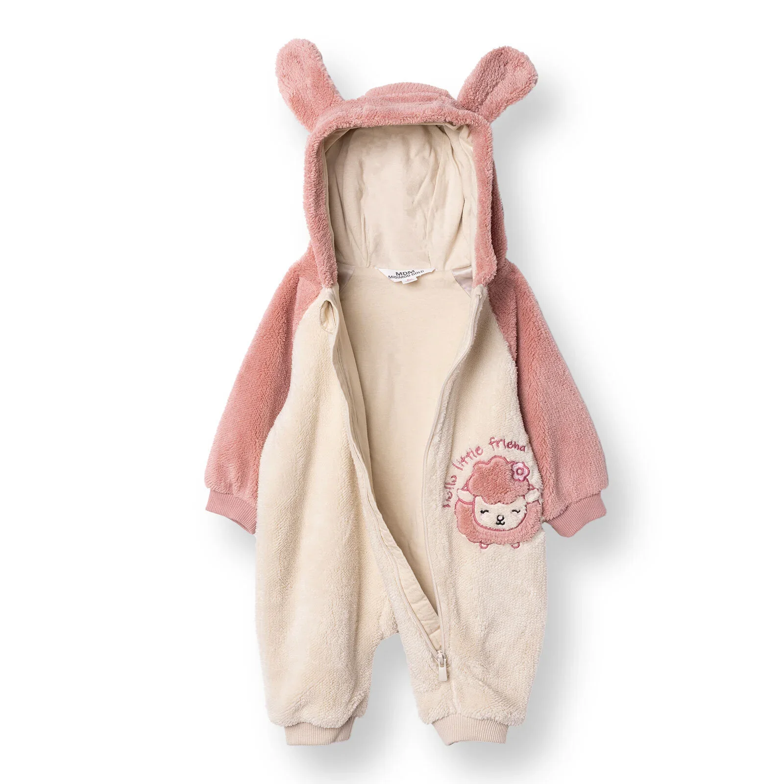 Midimod Newborn Welsoft Footless Jumpsuit - Ecru - Image 3