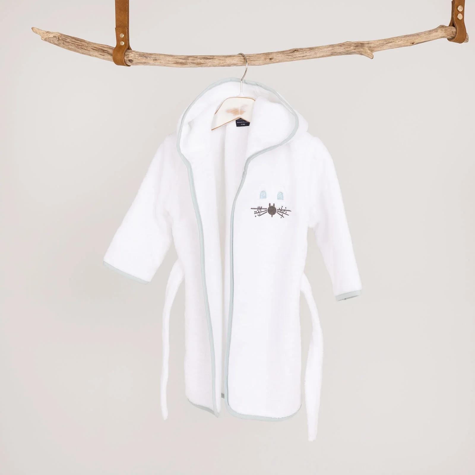 Mollia Boy Baby Bathrobe - White - Image 4