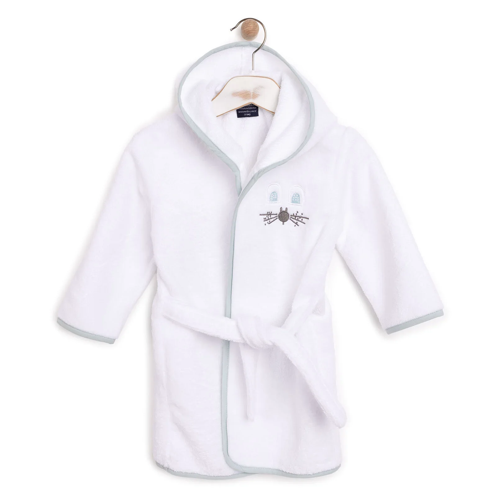 Mollia Boy Baby Bathrobe - White - Image 6
