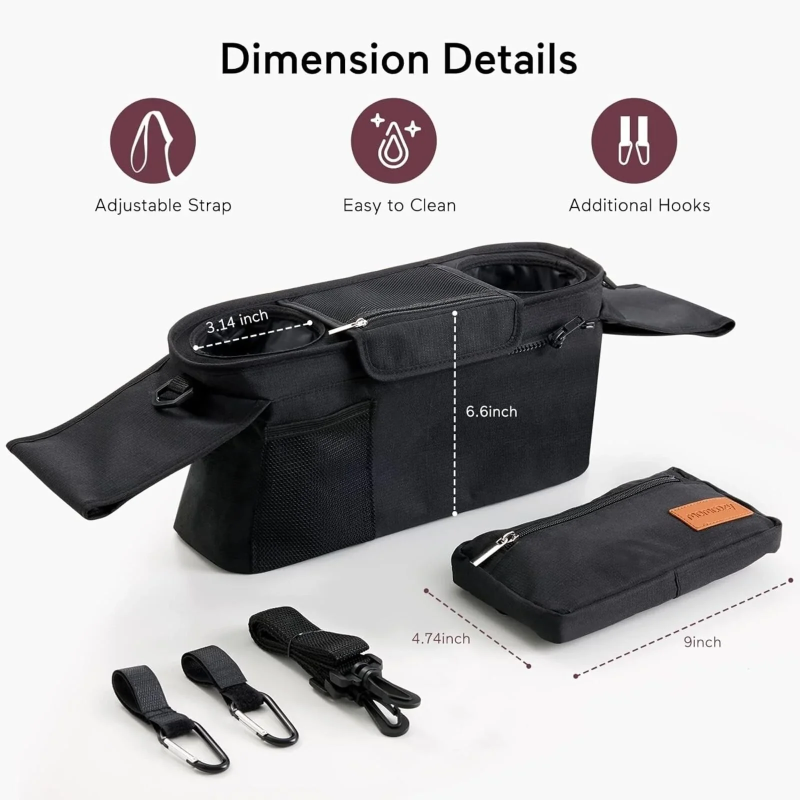 Momcozy All-in-One Stroller Organizer - Black - Image 6