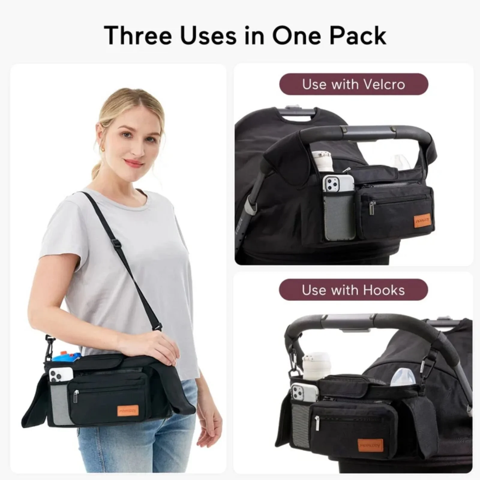 Momcozy All-in-One Stroller Organizer - Black - Image 7
