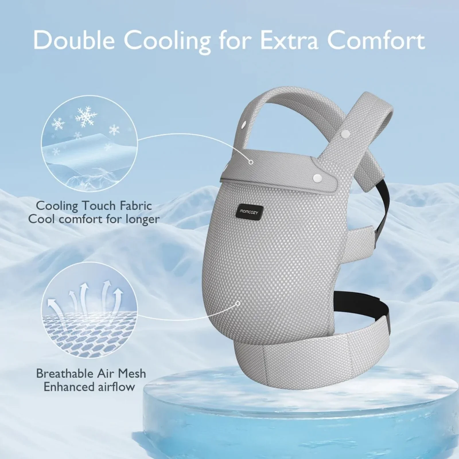 Momcozy Baby Carrier Newborn to Toddler Air Mesh - Grey - Image 3
